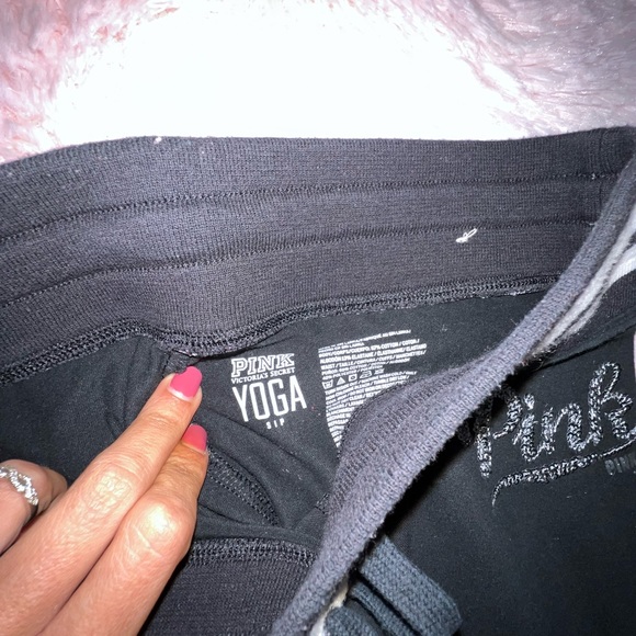 🌟PINK Victoria's Secret Black Joggers with White Stripes - Picture 2 of 4